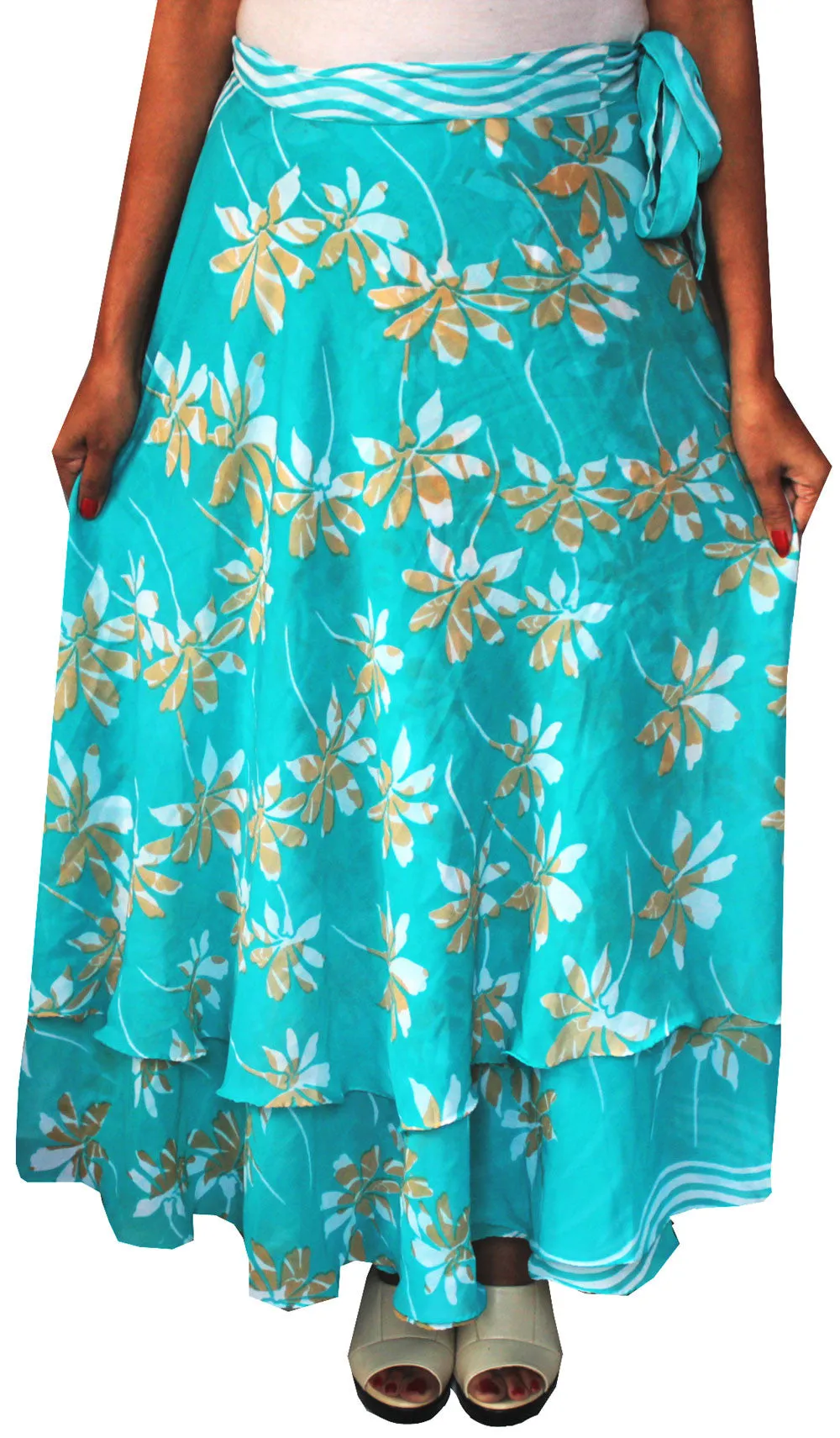 Indian Skirt Womens Long Wrap Around India Clothing (Turquoise)