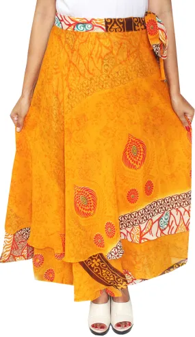 Indian Skirt Womens Long Wrap Around India Clothing (Yellow)