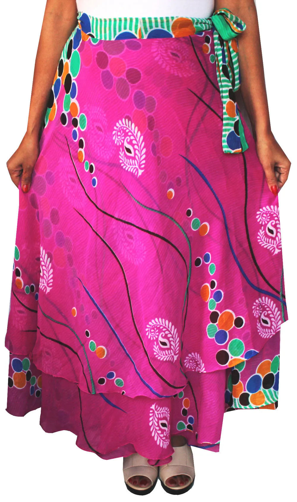 Indian Skirts Magic Beach Long Wrap Around Womens (Pink)