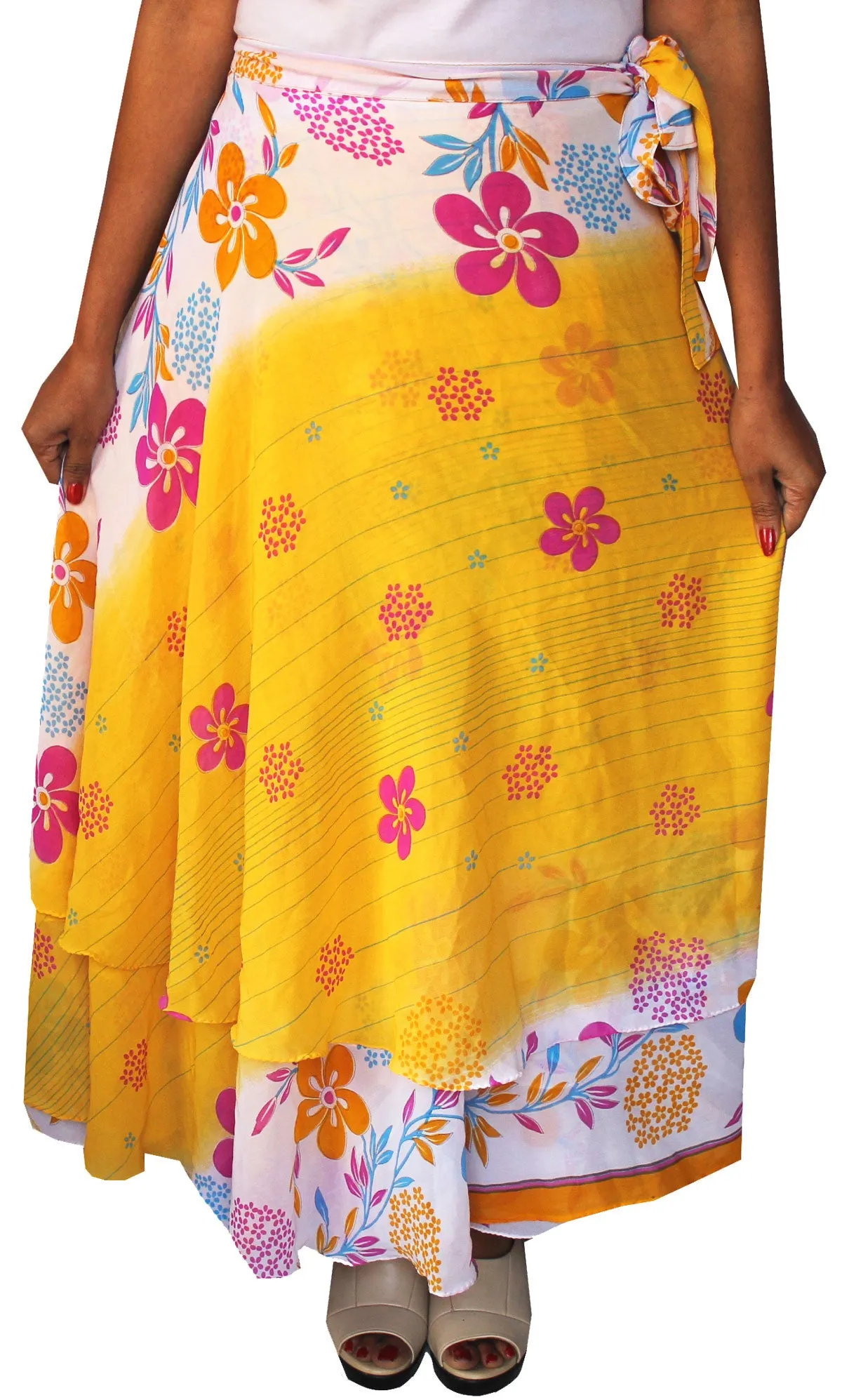 Indian Skirts Wrap Around Womens Beach Clothing (Yellow)