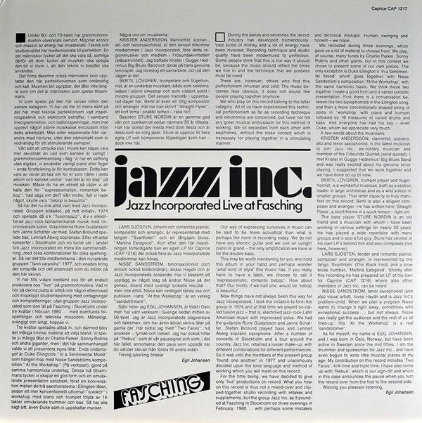 Jazz Inc. ~ Live At Fasching