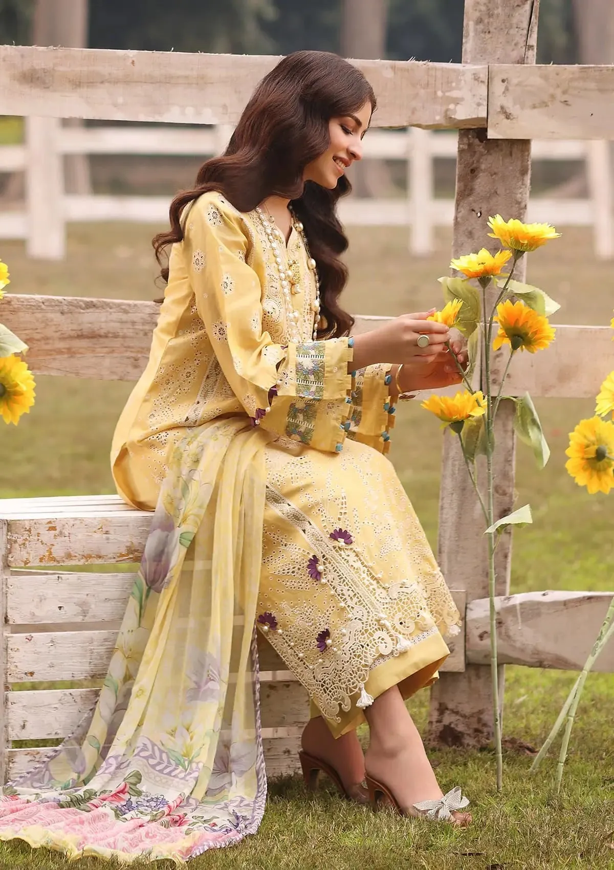 Kahf Festive Embroidered Luxury Lawn Unstitched 3Pc Suit KFL-05 SAHAR