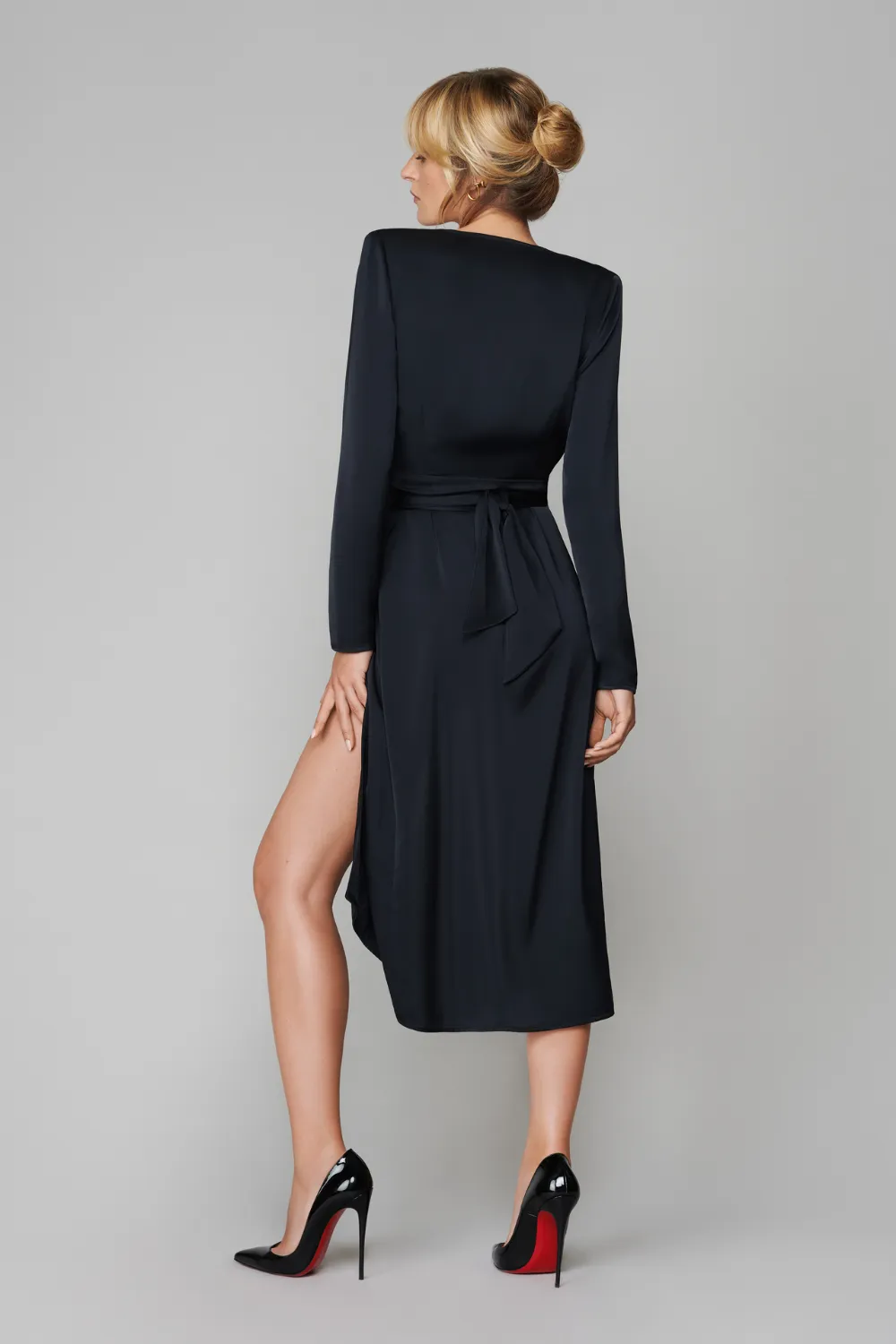 Le Vestiaire Satin Midi Wrap Dress