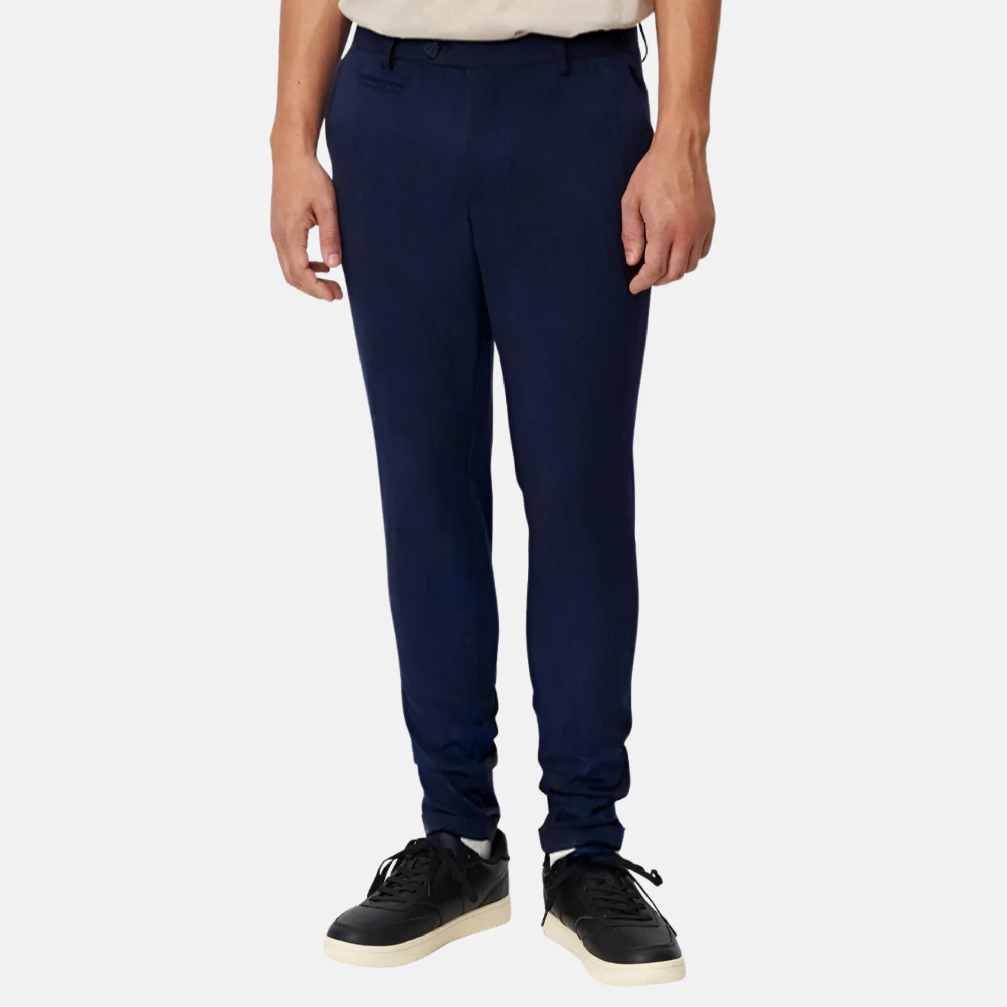 Les Deux Dark Navy Melange Como Wool Mélange Suit Pants