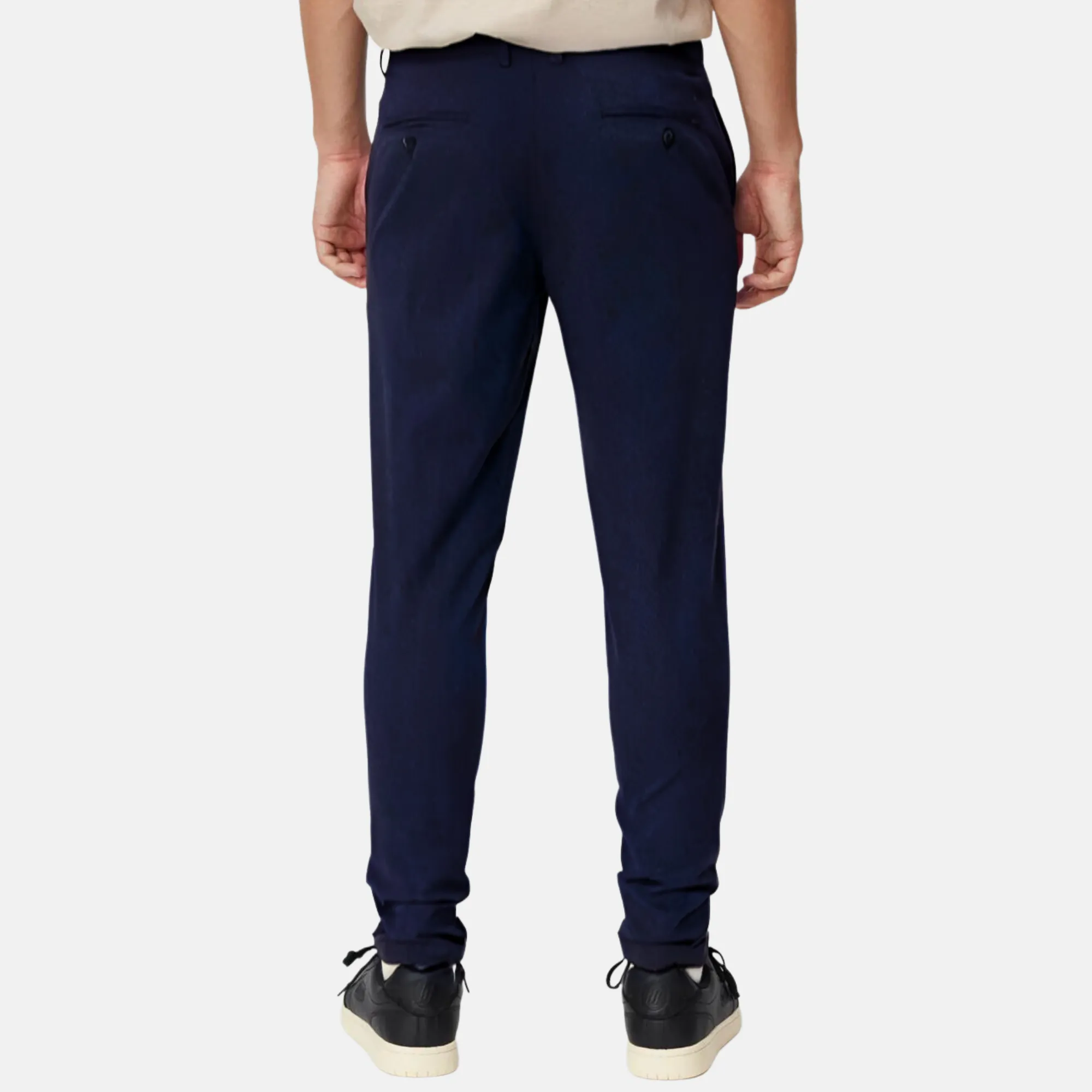 Les Deux Dark Navy Melange Como Wool Mélange Suit Pants