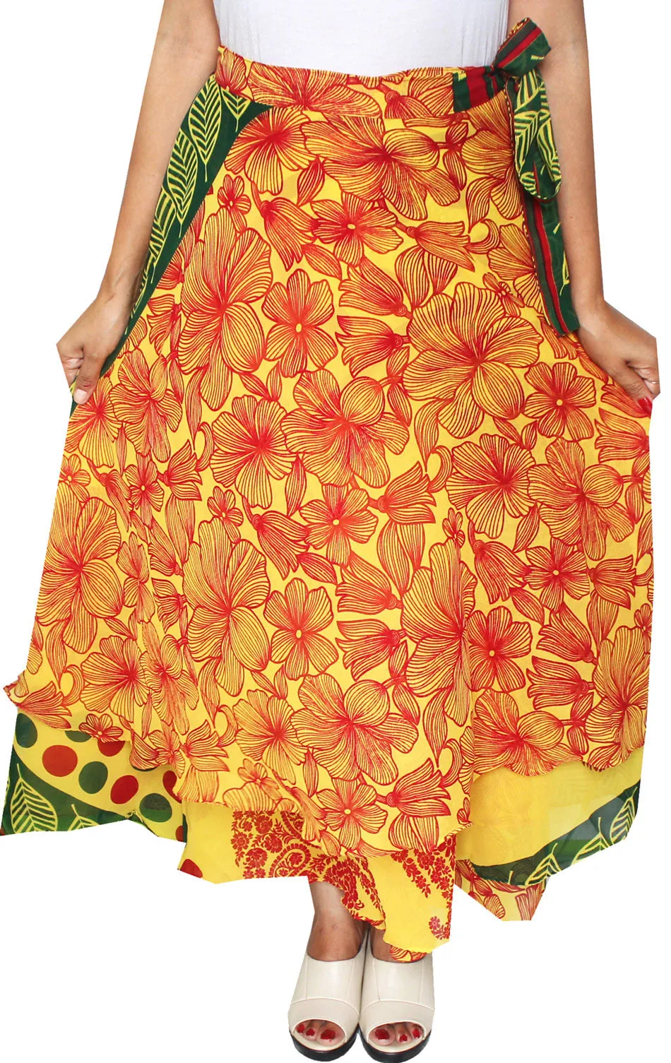 Long Skirt Womens Beach Wrap Around India Clothing (Yellow)