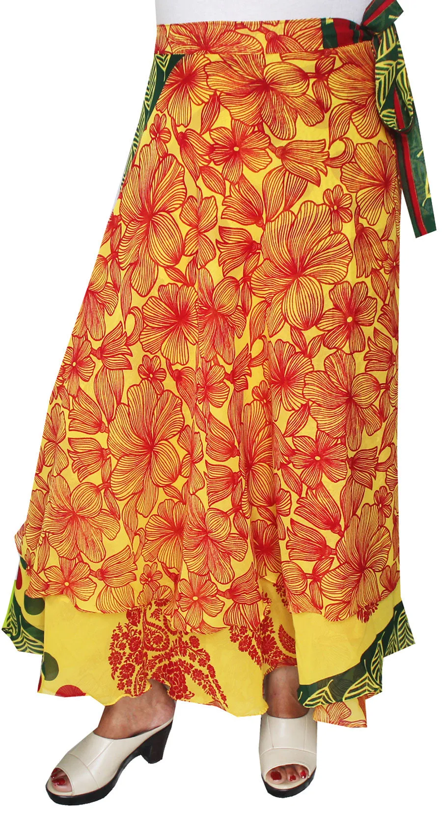 Long Skirt Womens Beach Wrap Around India Clothing (Yellow)