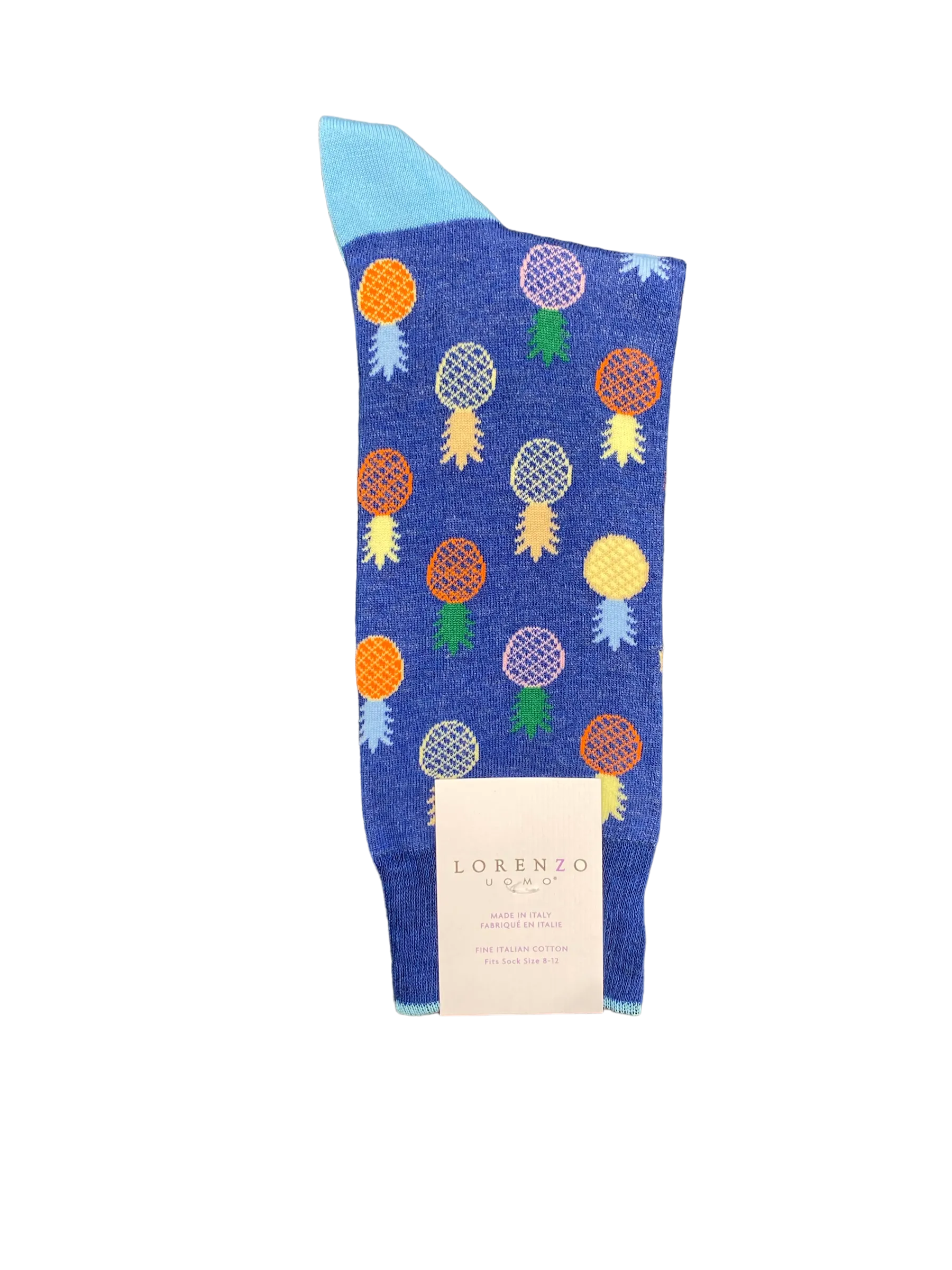 Lorenzo Uomo Socks - Cotton Pineapples Teal