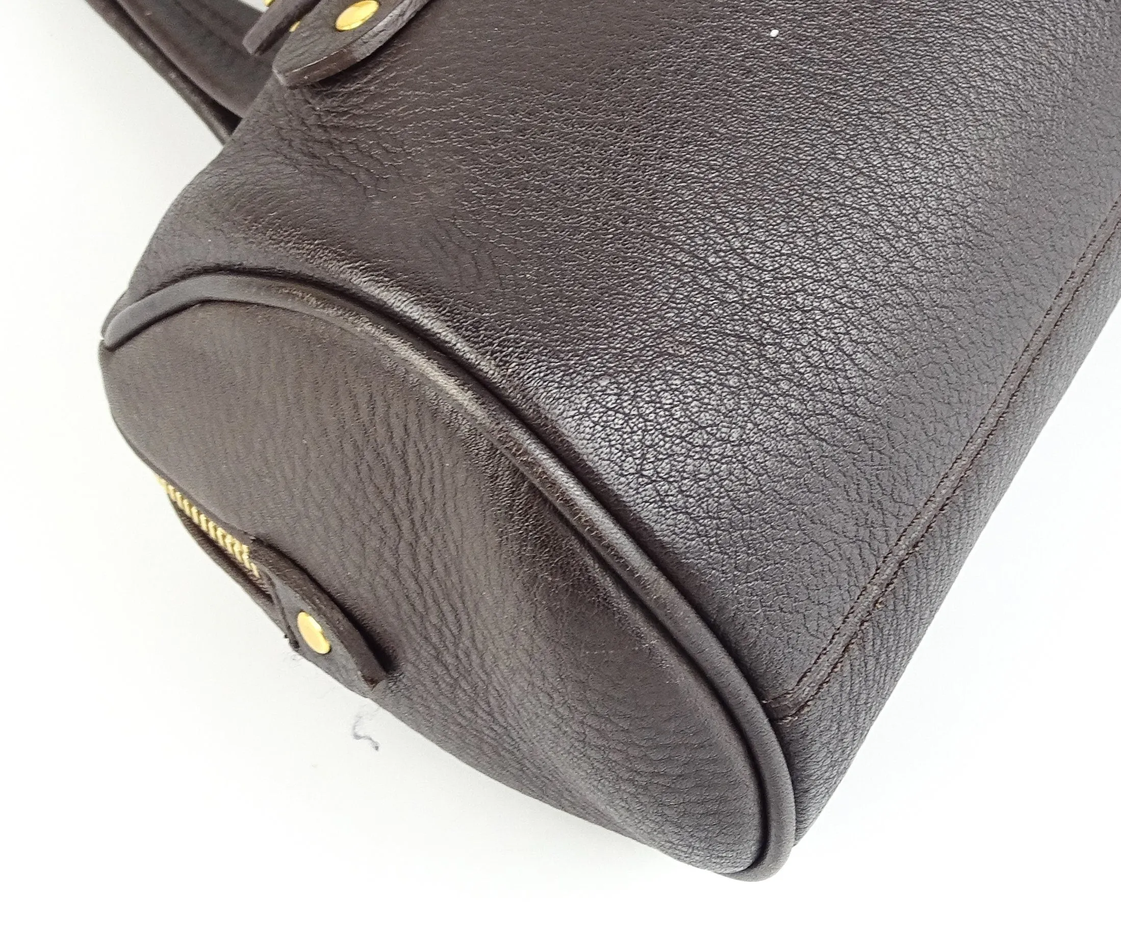 MCM Small Dark Brown Bowling Bag