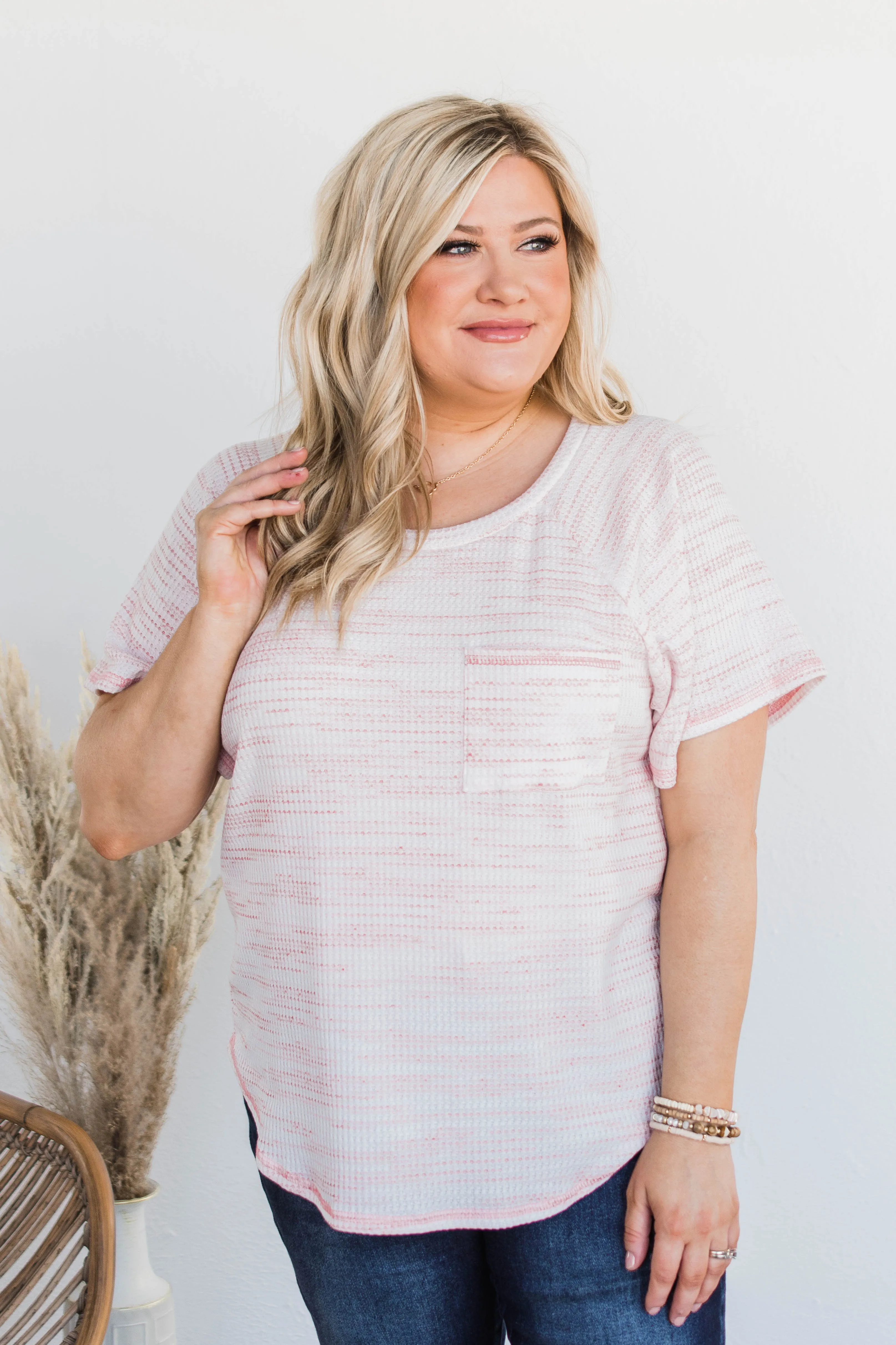 Mixing Things Up Knit Top- Pink & Ivory