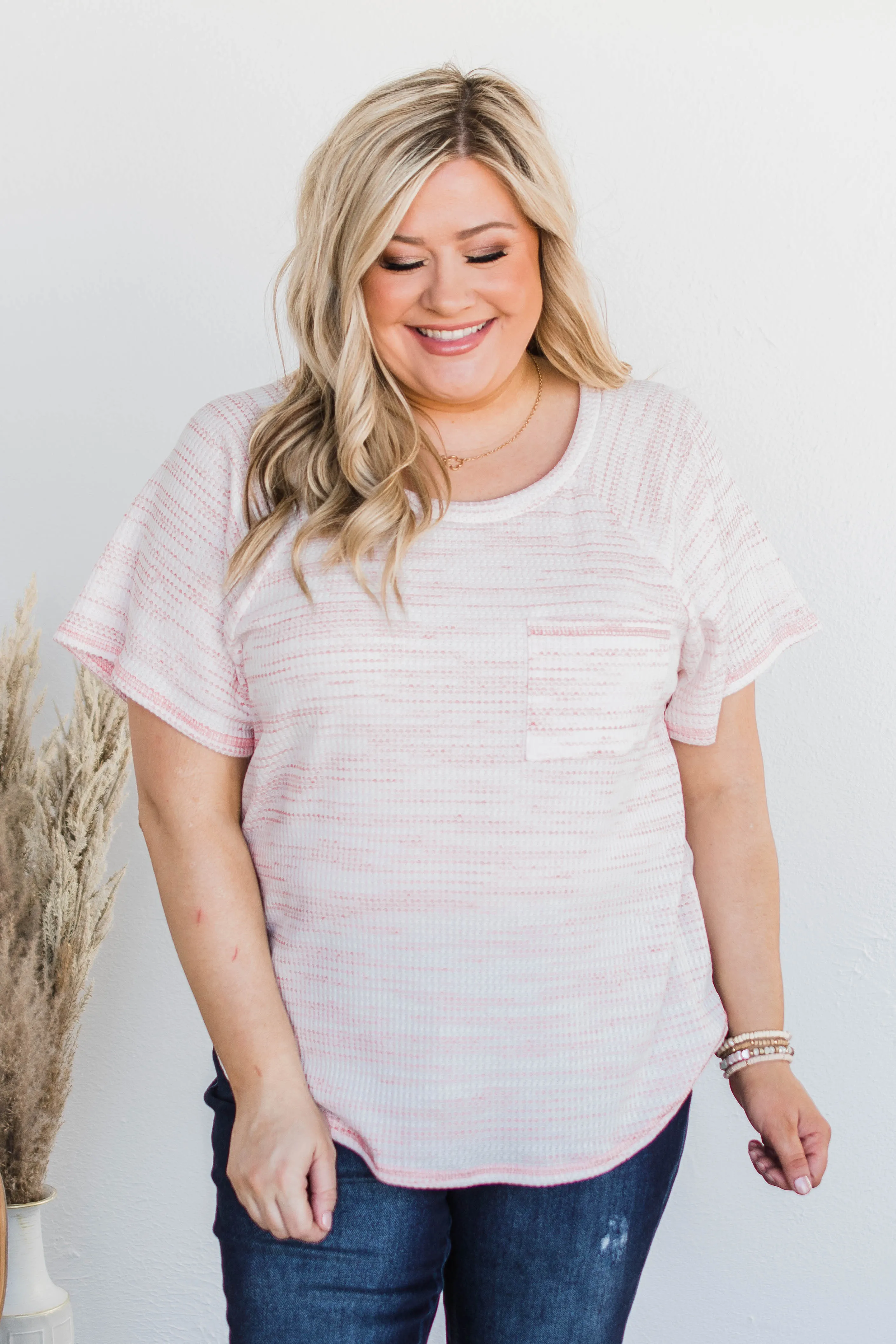 Mixing Things Up Knit Top- Pink & Ivory