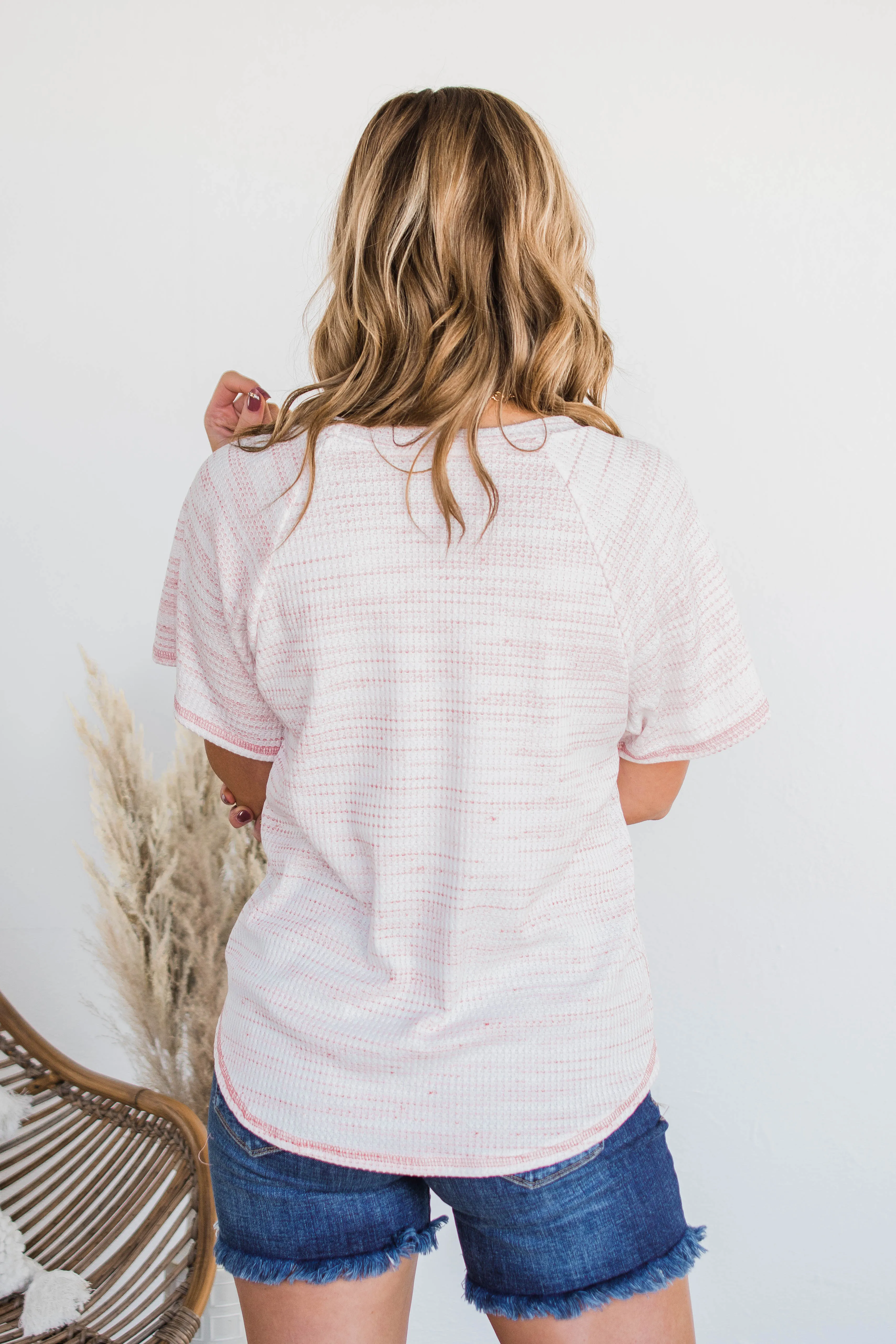 Mixing Things Up Knit Top- Pink & Ivory