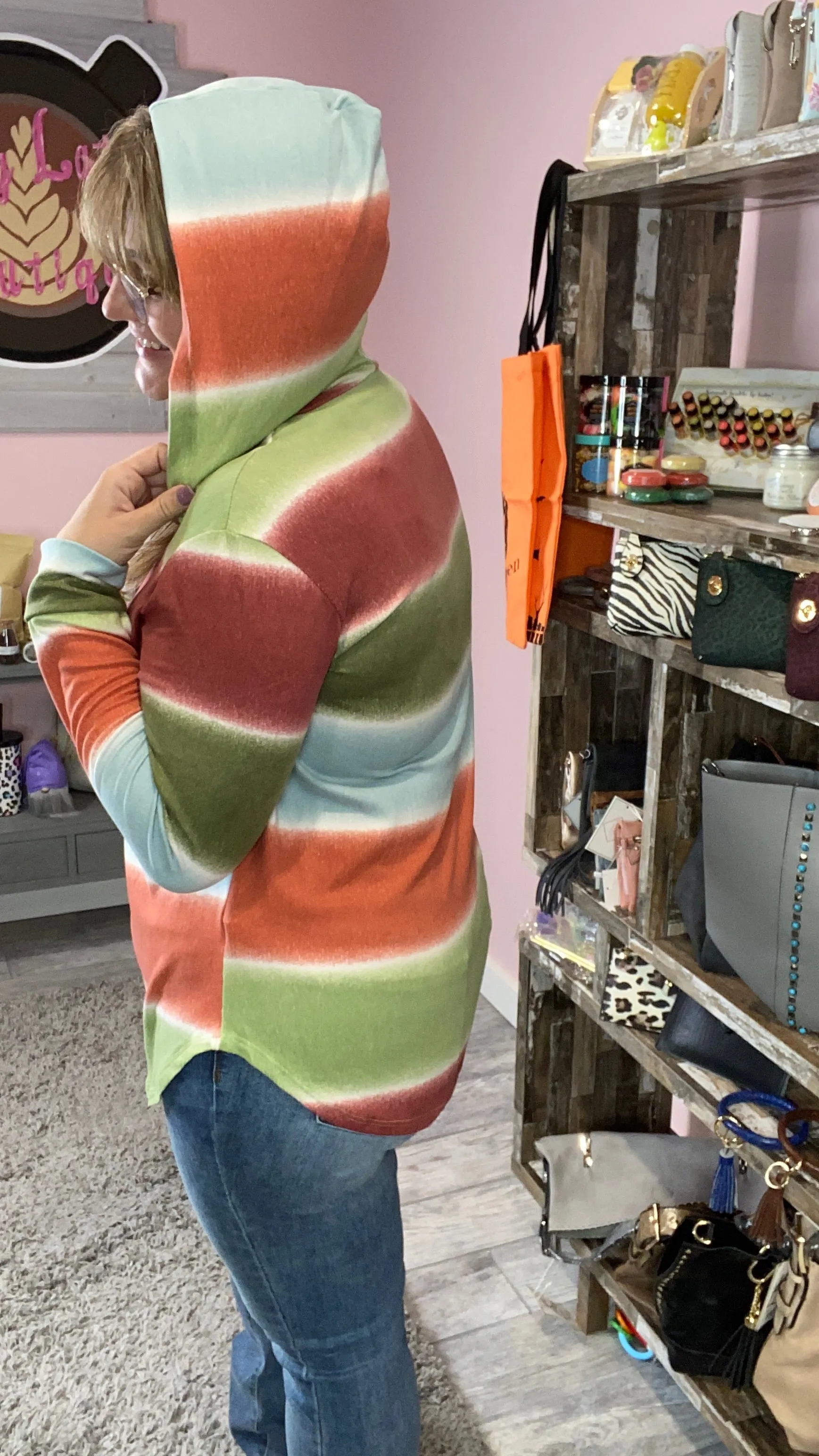 Multi Color Striped Hoodie