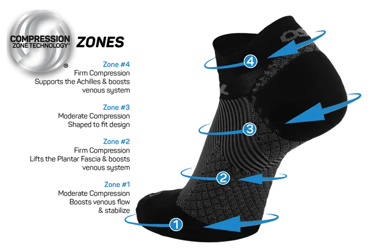 OS1st Merino Wool Plantar Fasciitis Crew Socks- Black