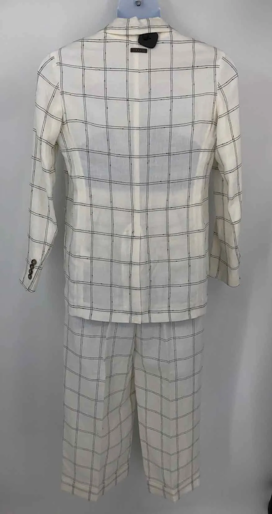 PESERICO White Black Size MEDIUM (M) Made in Italy Grid Pant Suit Suit Set