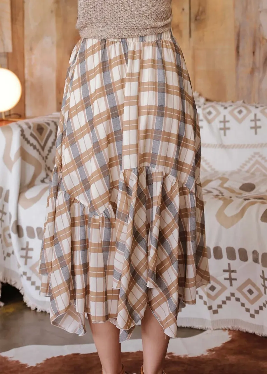 Plaid Handkerchief Hem Skirts - 2 Colors!