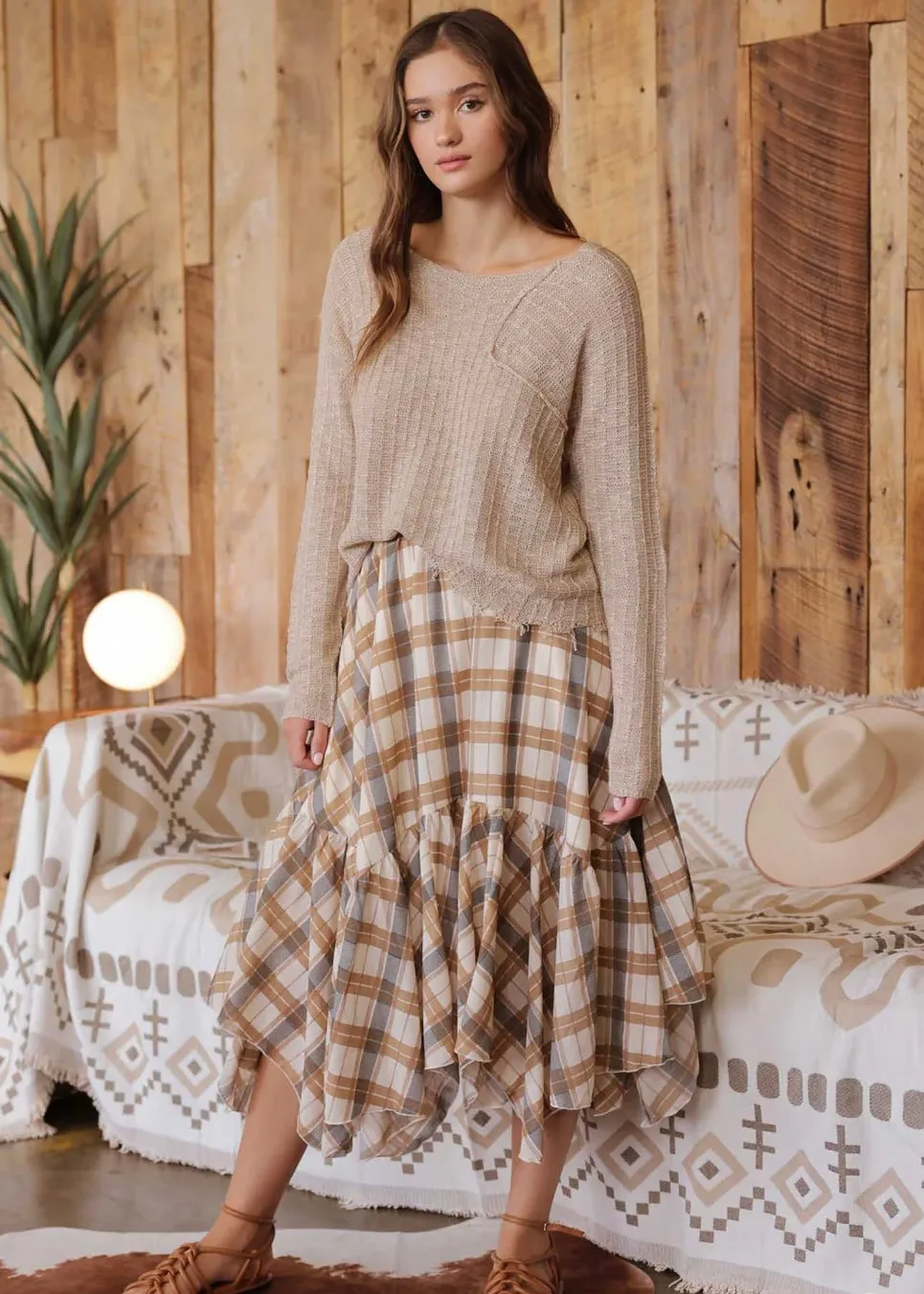 Plaid Handkerchief Hem Skirts - 2 Colors!