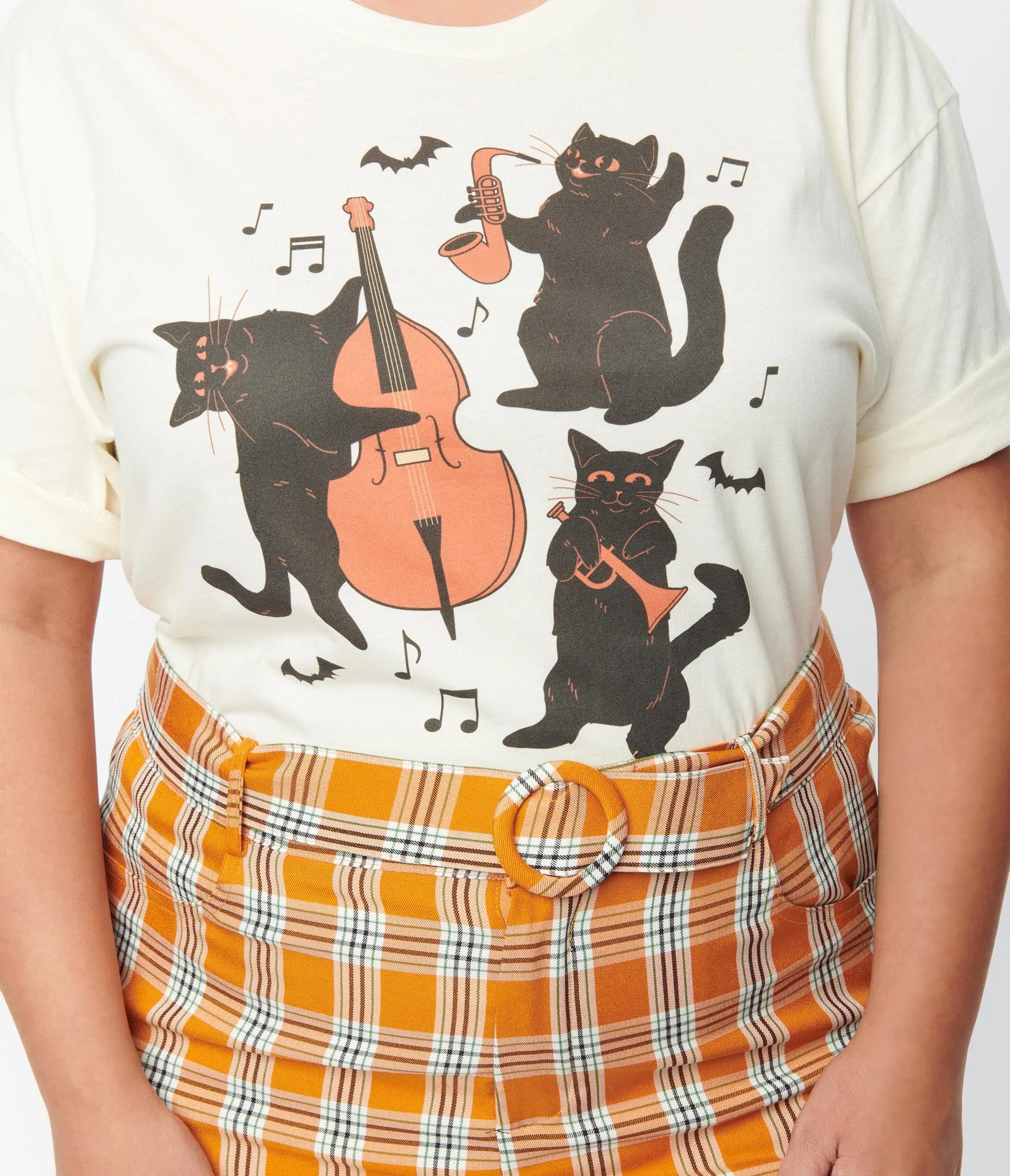 Plus Size Cream Jazz Cats Unisex Graphic Tee