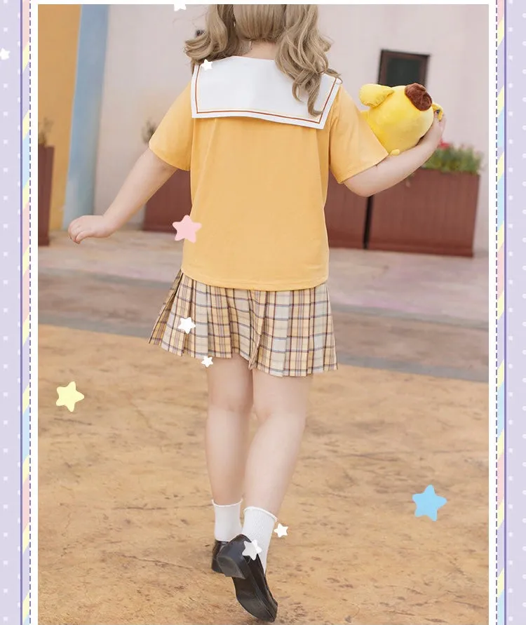 Plus size more kawaii  Pre-order Sanrio character T-shirt navy collar