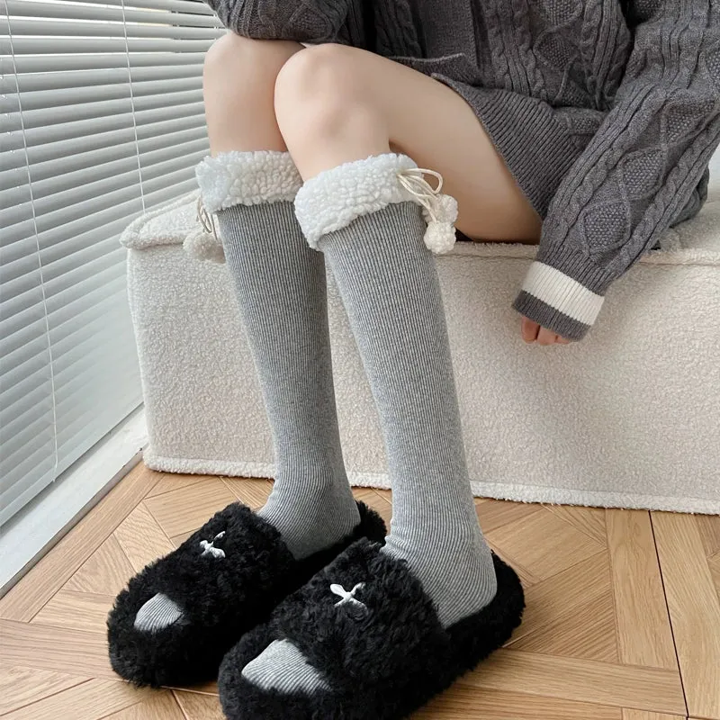 Plush milk white calf socks BY11287