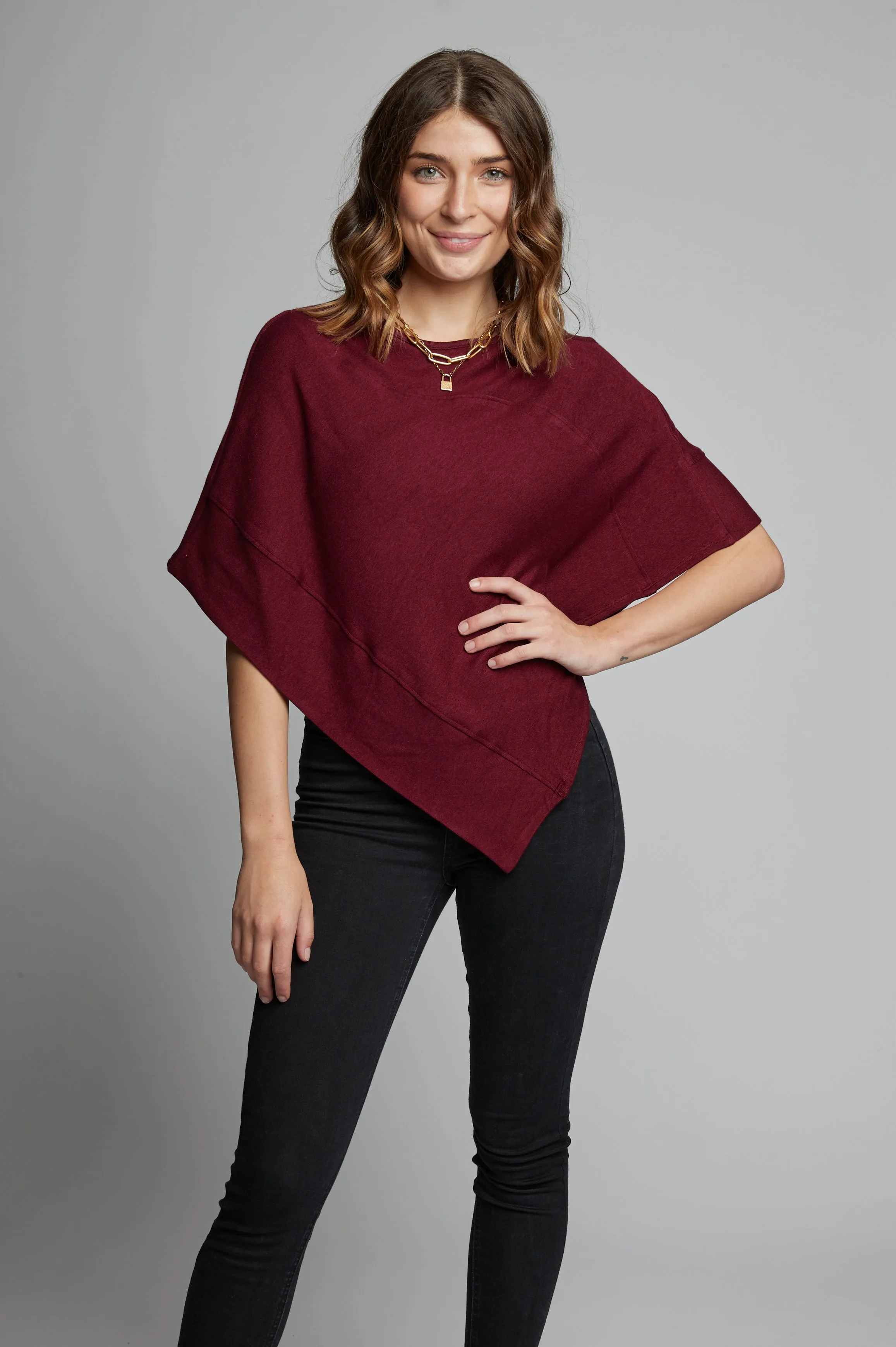 Poncho Sweater Wrap in Rayon Cotton Modal Blend