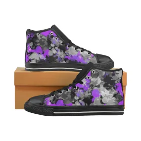 Purple and Grey Paint Splatter Hi-Top Women's Sneakers