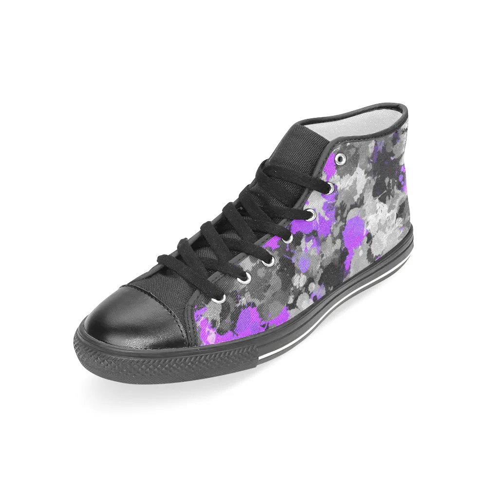 Purple and Grey Paint Splatter Hi-Top Women's Sneakers