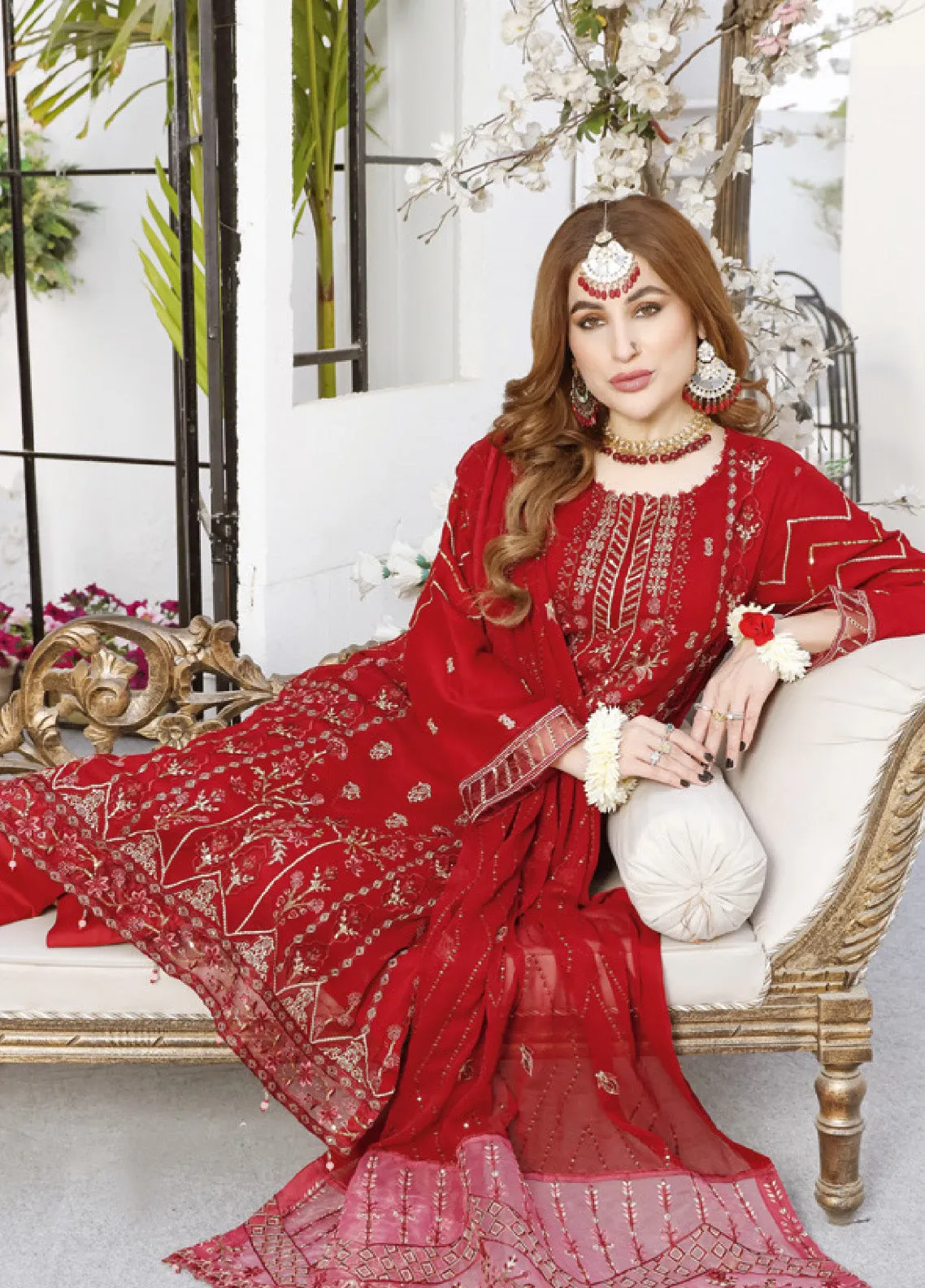 Ranjhana by Schick Luxury Embroidered Chiffon 3 Piece Semi Stitch Suit SDH24RC-08