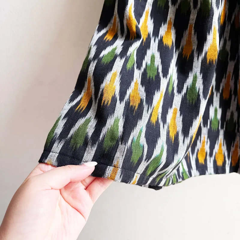 Shorties Long Skirt - Black/Green Ikat