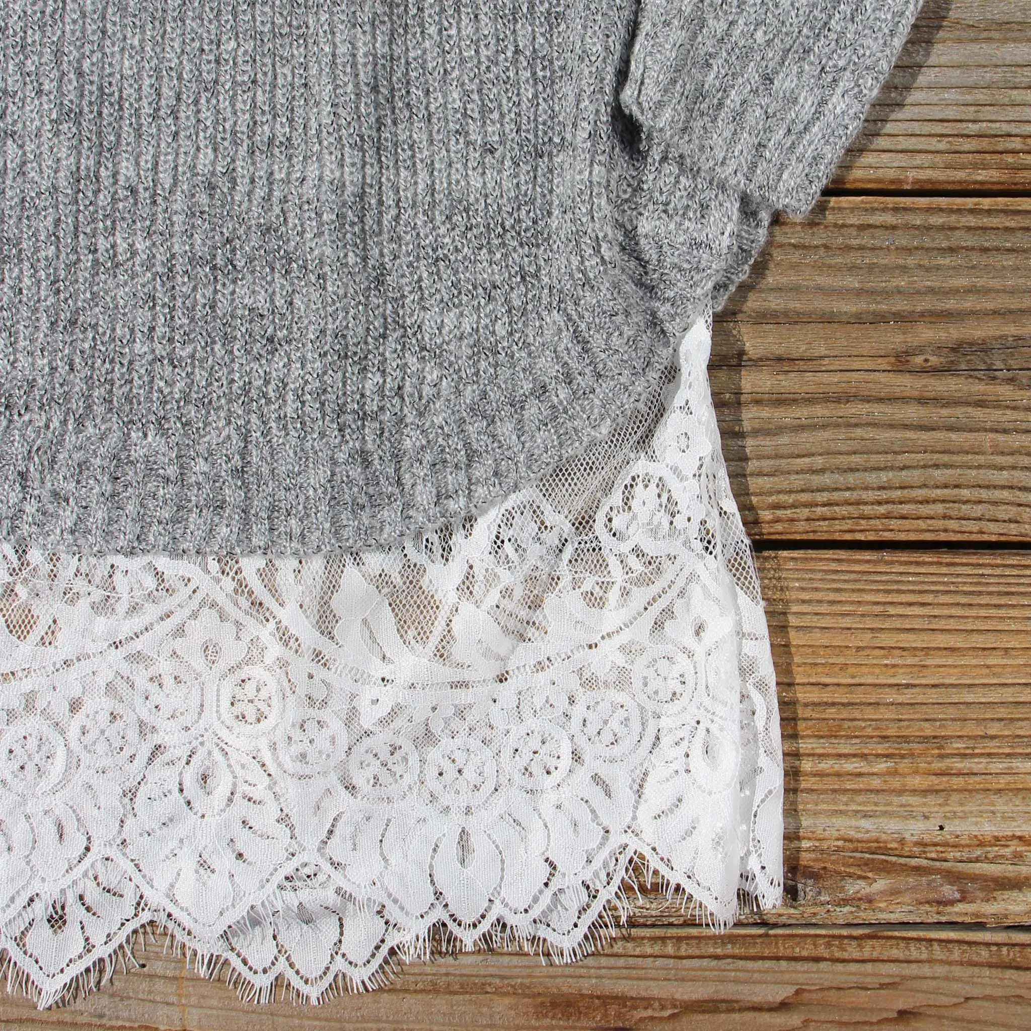 Skyline Lace Sweater Dress in Ash