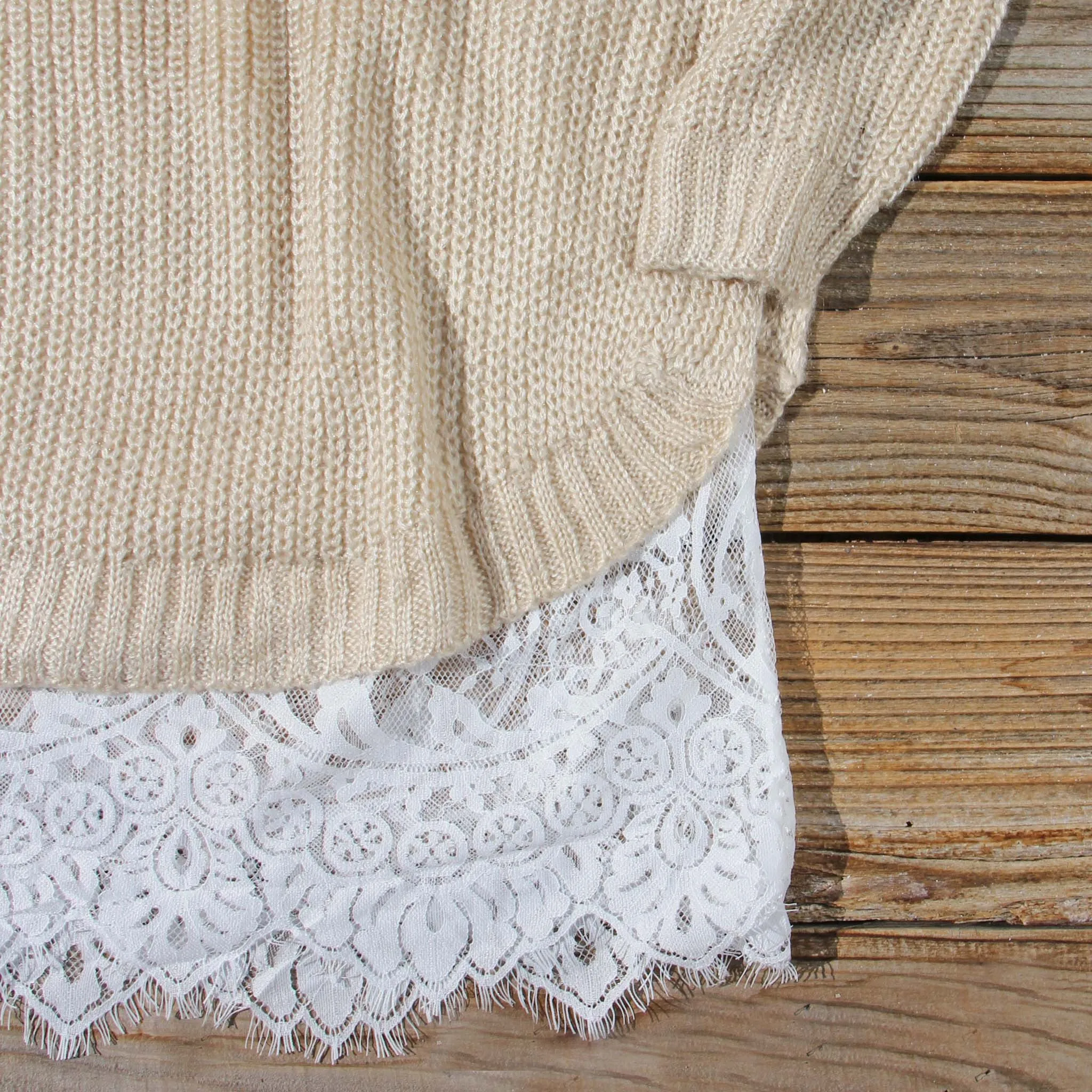 Skyline Lace Sweater Dress in Sand