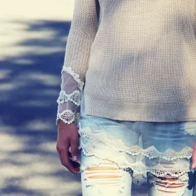 Skyline Lace Sweater in Sand