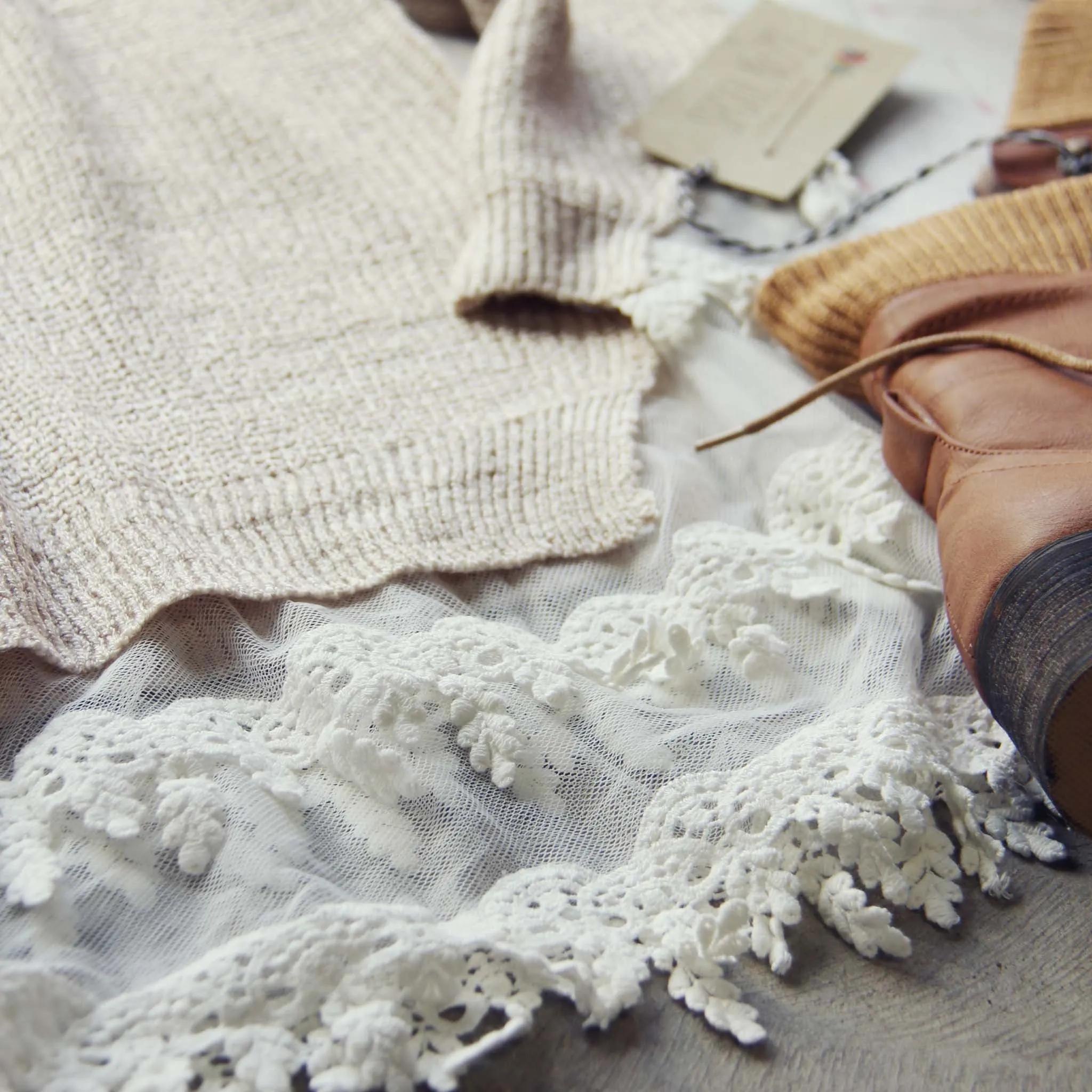 Skyline Lace Sweater in Sand