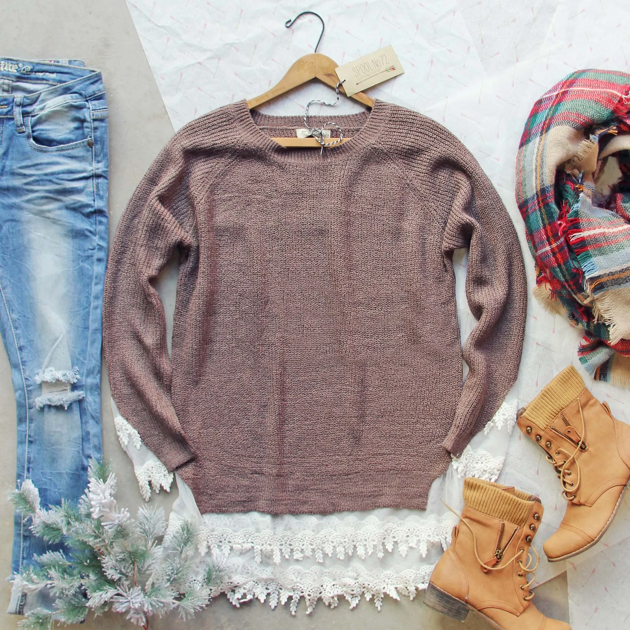 Skyline Lace Sweater in Timber