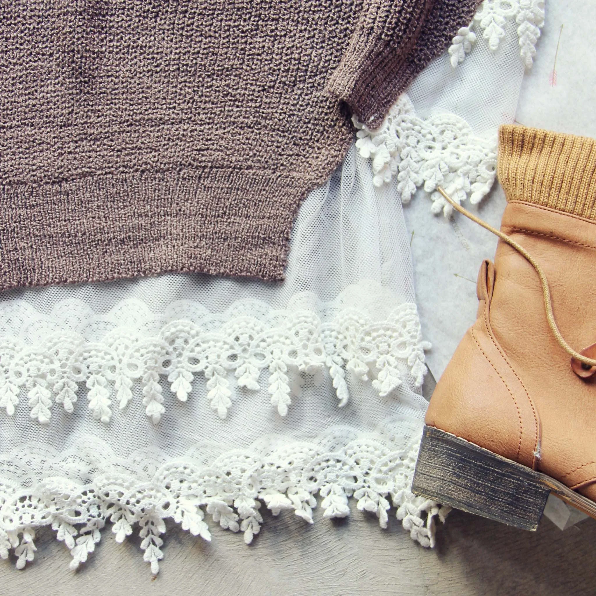 Skyline Lace Sweater in Timber