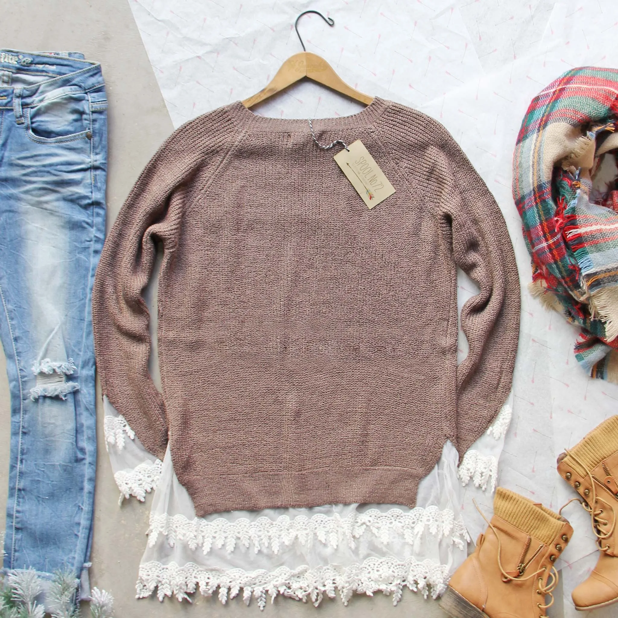 Skyline Lace Sweater in Timber