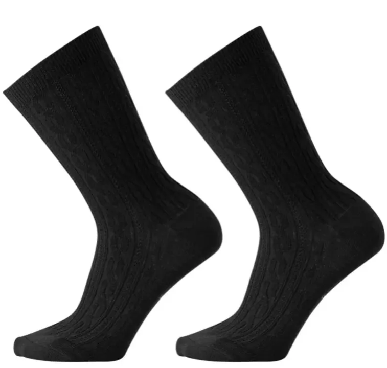 Smartwool Womens 2-Pack Cable II Crew Socks- Black