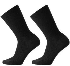 Smartwool Womens 2-Pack Cable II Crew Socks- Black