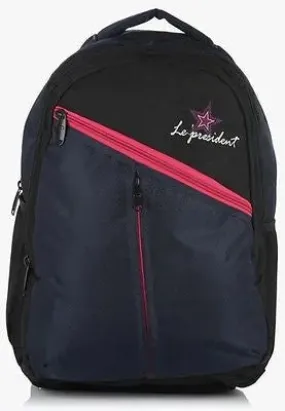 Starry Navy Blue-Black Backpack / School Bag by President Bags