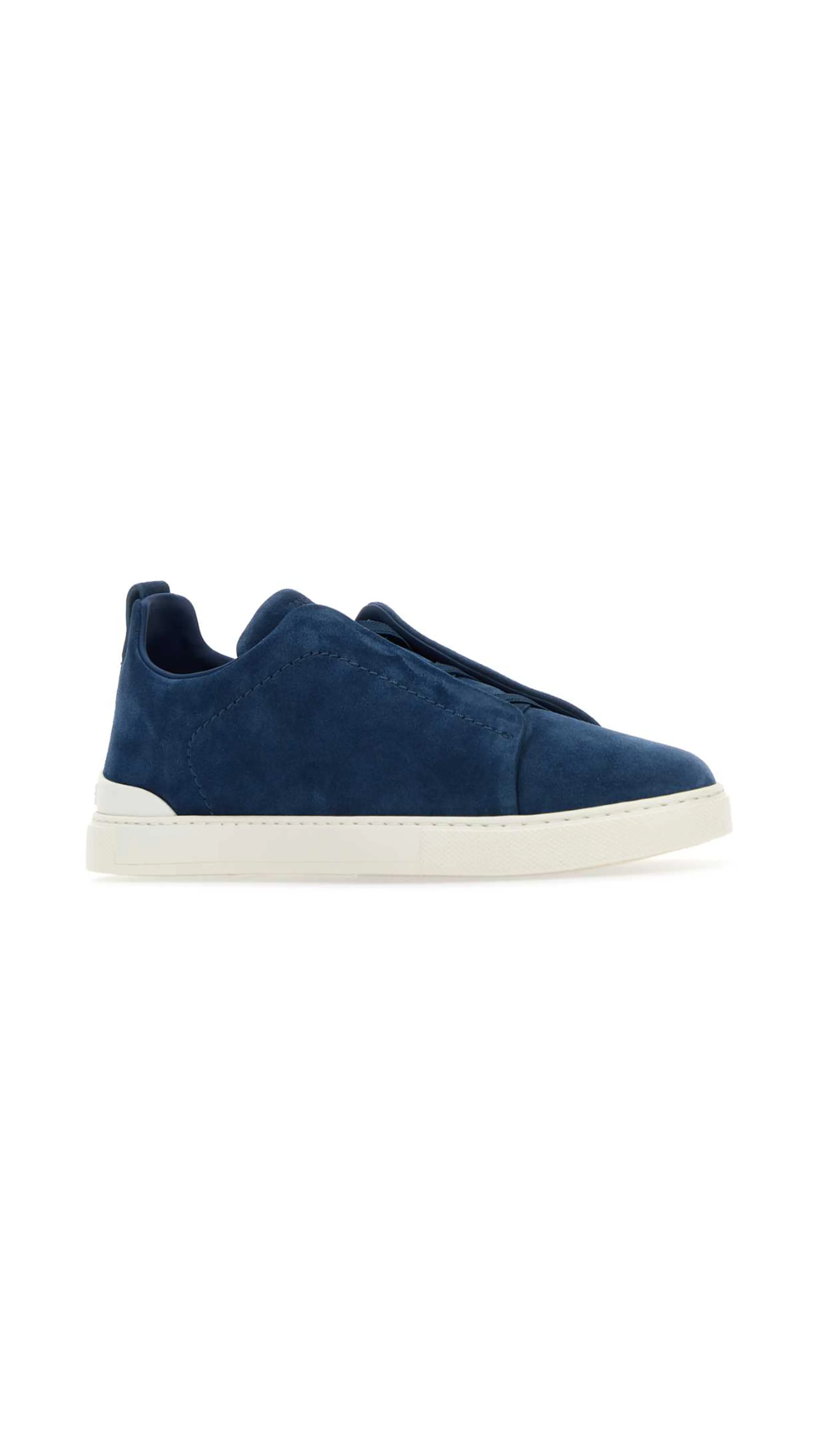 Suede Triple Stitch Low Top Sneakers - Dark Avio Blue