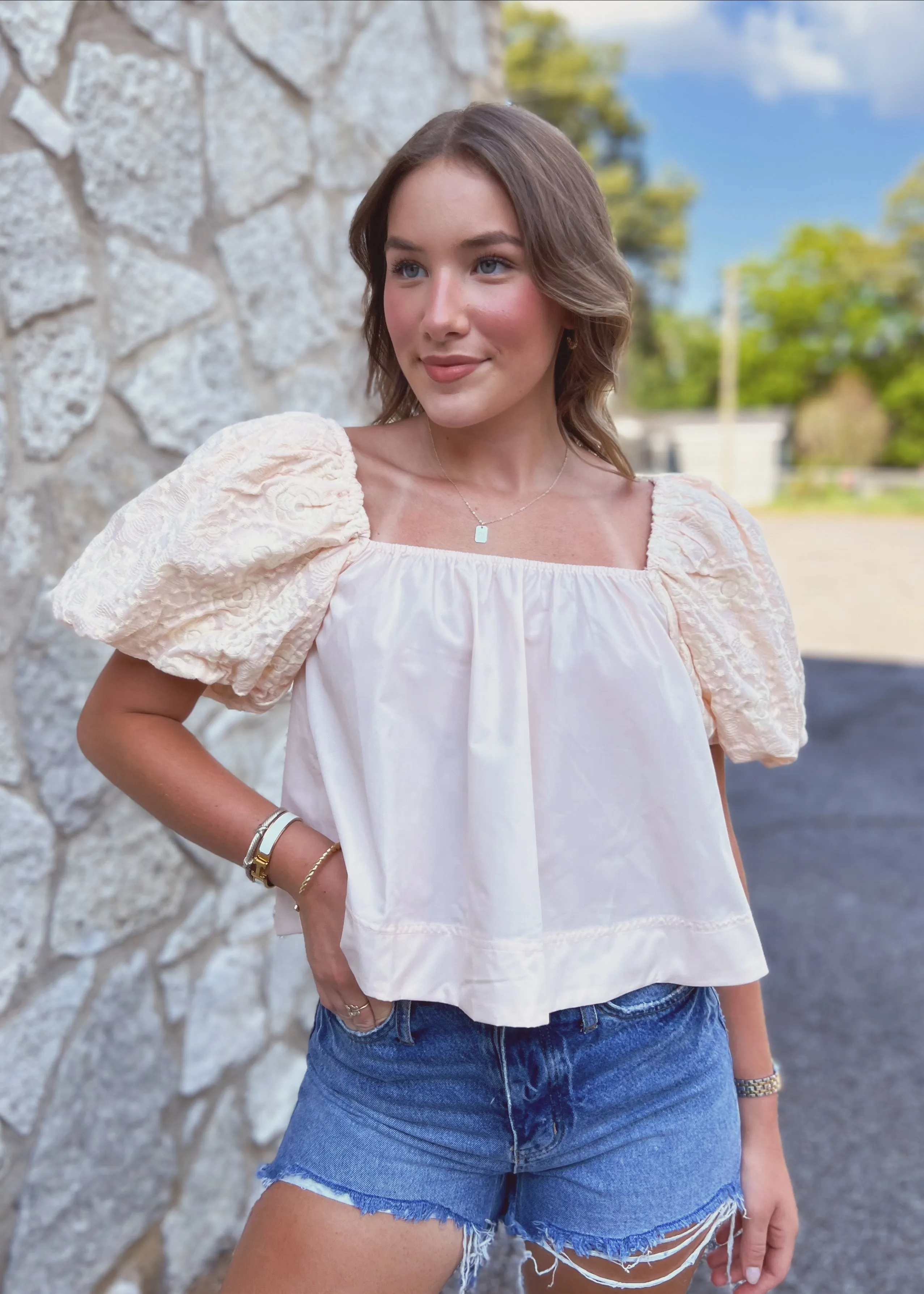 Sweet Thang Puff Sleeve Top | Lt Pink