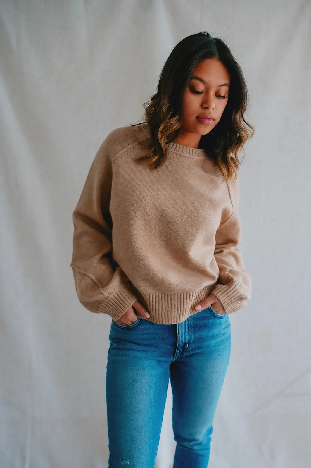 The Rhonda Raglan Sweater - Taupe