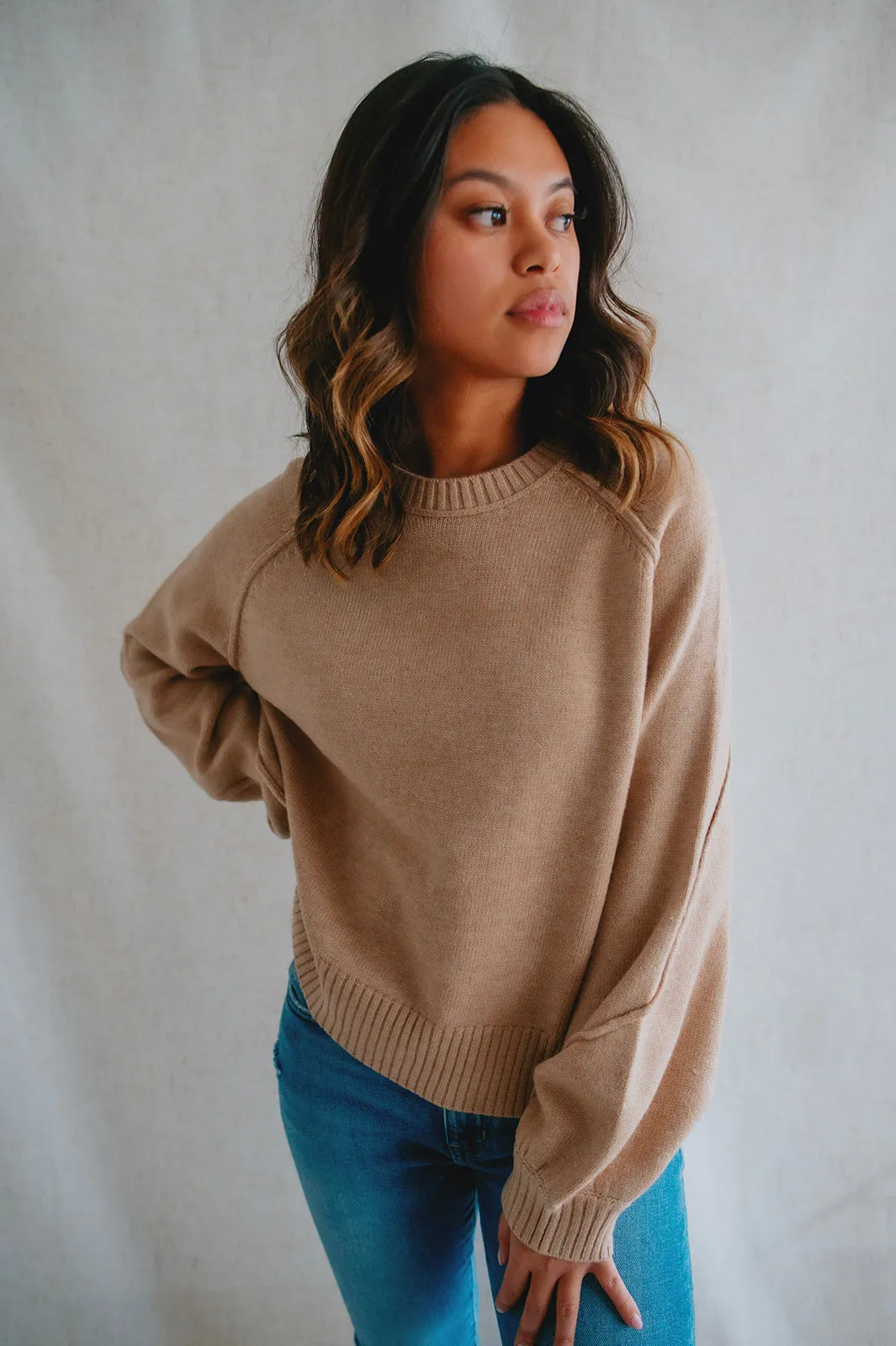 The Rhonda Raglan Sweater - Taupe