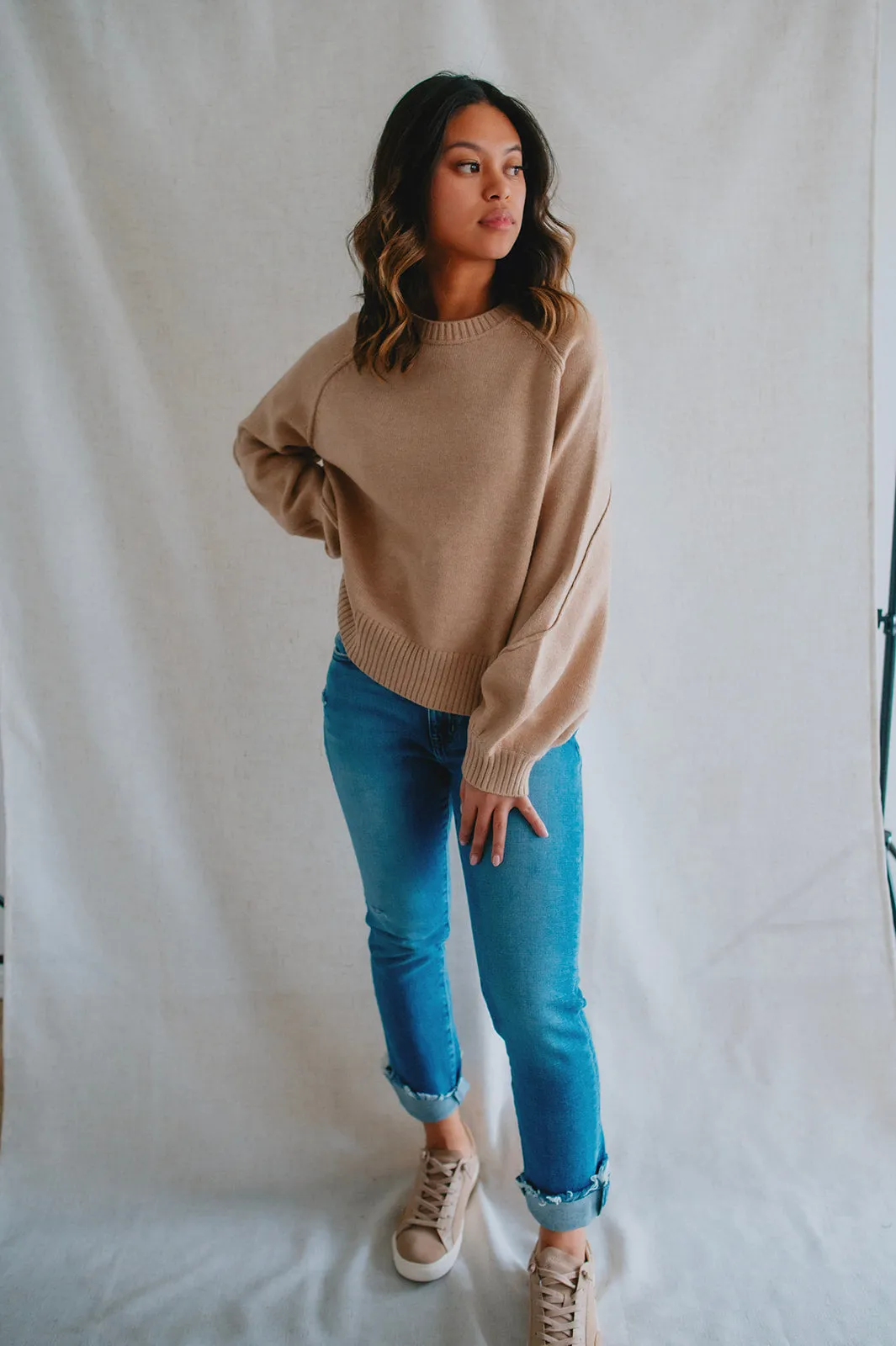 The Rhonda Raglan Sweater - Taupe