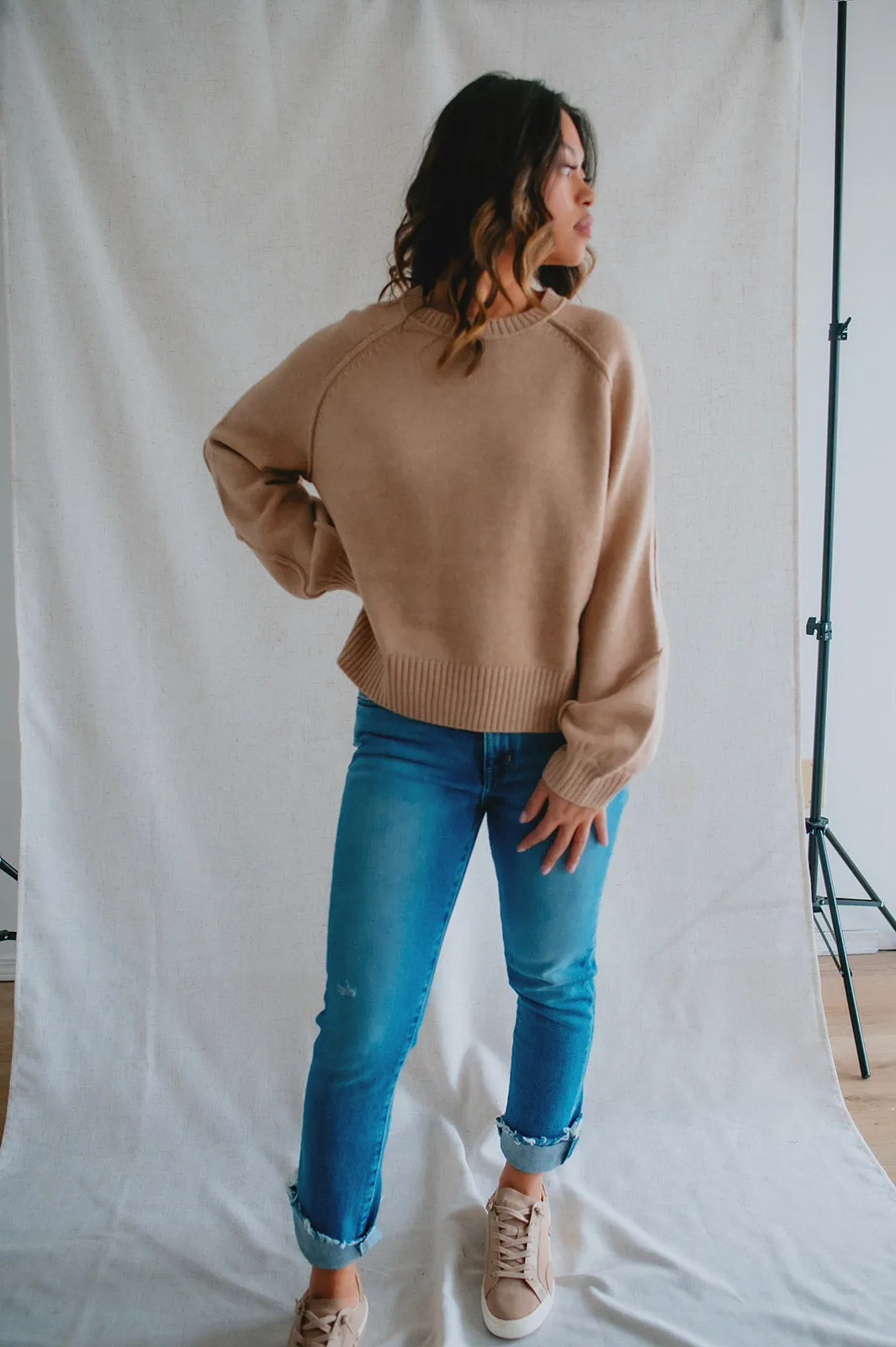 The Rhonda Raglan Sweater - Taupe