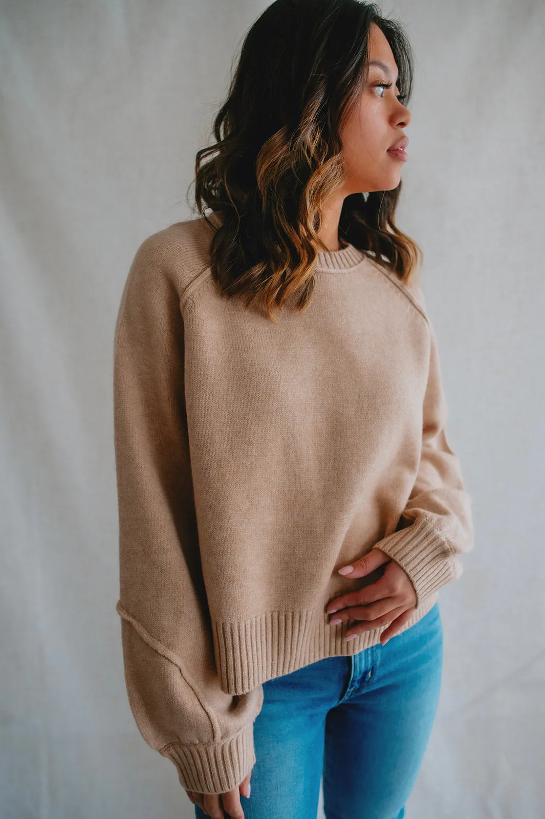 The Rhonda Raglan Sweater - Taupe