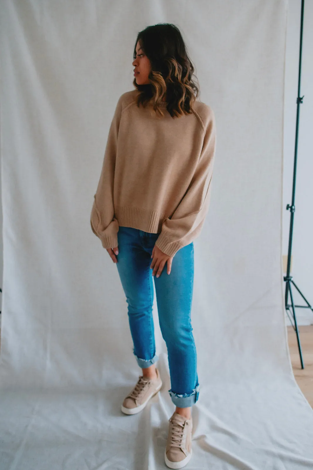 The Rhonda Raglan Sweater - Taupe