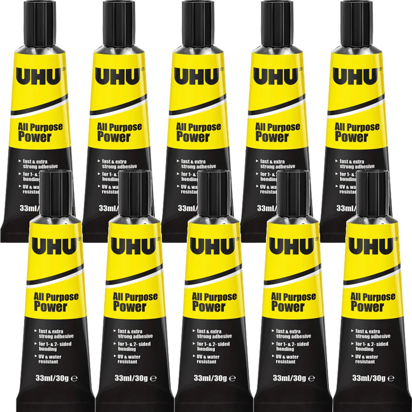 UHU All Purpose Power Adhesive Glue Fast Extra Strength Strong UV Water Resistant Pack 10