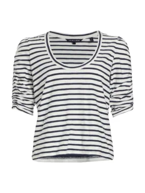 Veronica Beard Netto Tee in Off White/Marine Stripe