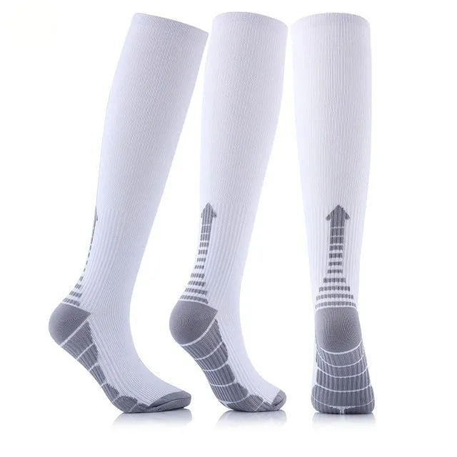 White Gray Compression Blood Circulation Promotion Slimming Socks for Men